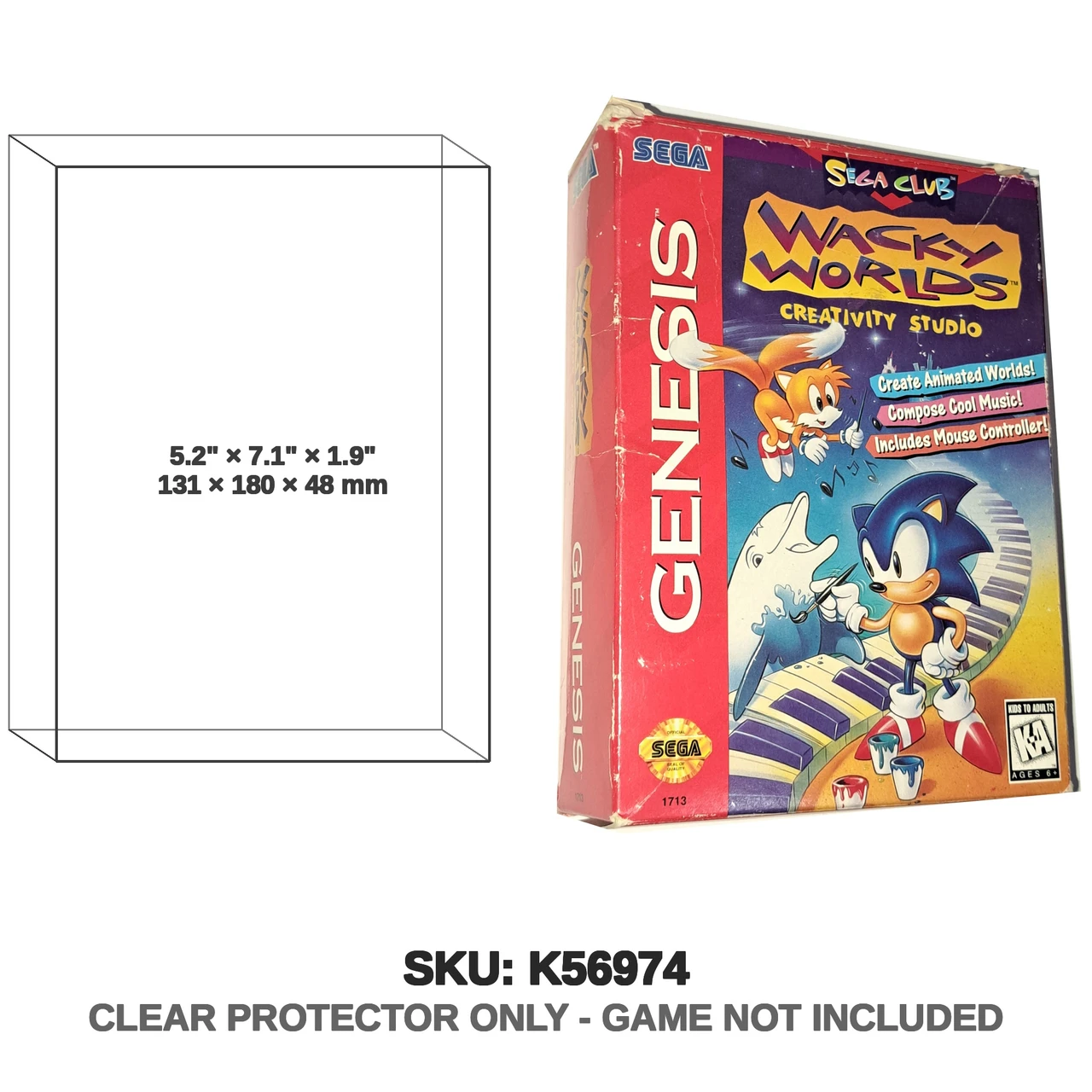 Wacky Worlds Creativity Studio Sega Genesis w/ Mouse and Mousepad