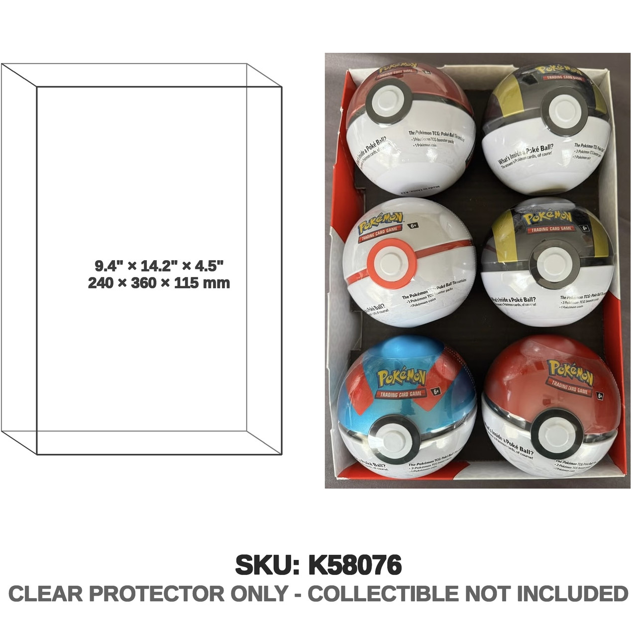 Jakks Pacific Pokemon Pokeball Tins x6 Display Holder