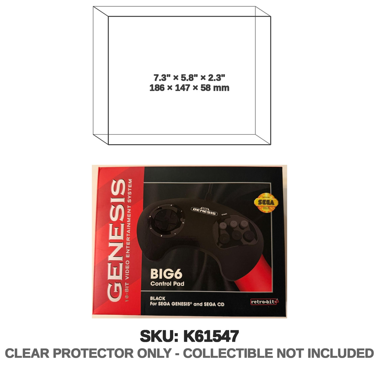 Retro-Bit Sega Genesis Big 6 Control Pad Controller