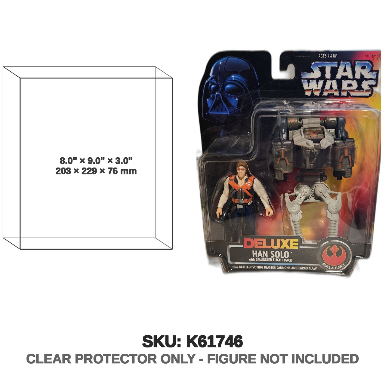 Han Solo with Smuggler Flight Pack Star Wars The Power of the Force Deluxe Figure