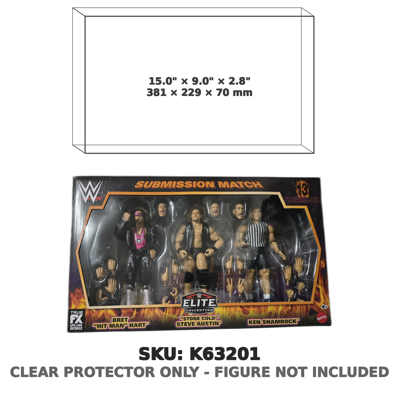 Bret Hart Steve Austin Ken Shamrock WWE WrestleMania 13 Submission Match Elite Figure 3-Pack