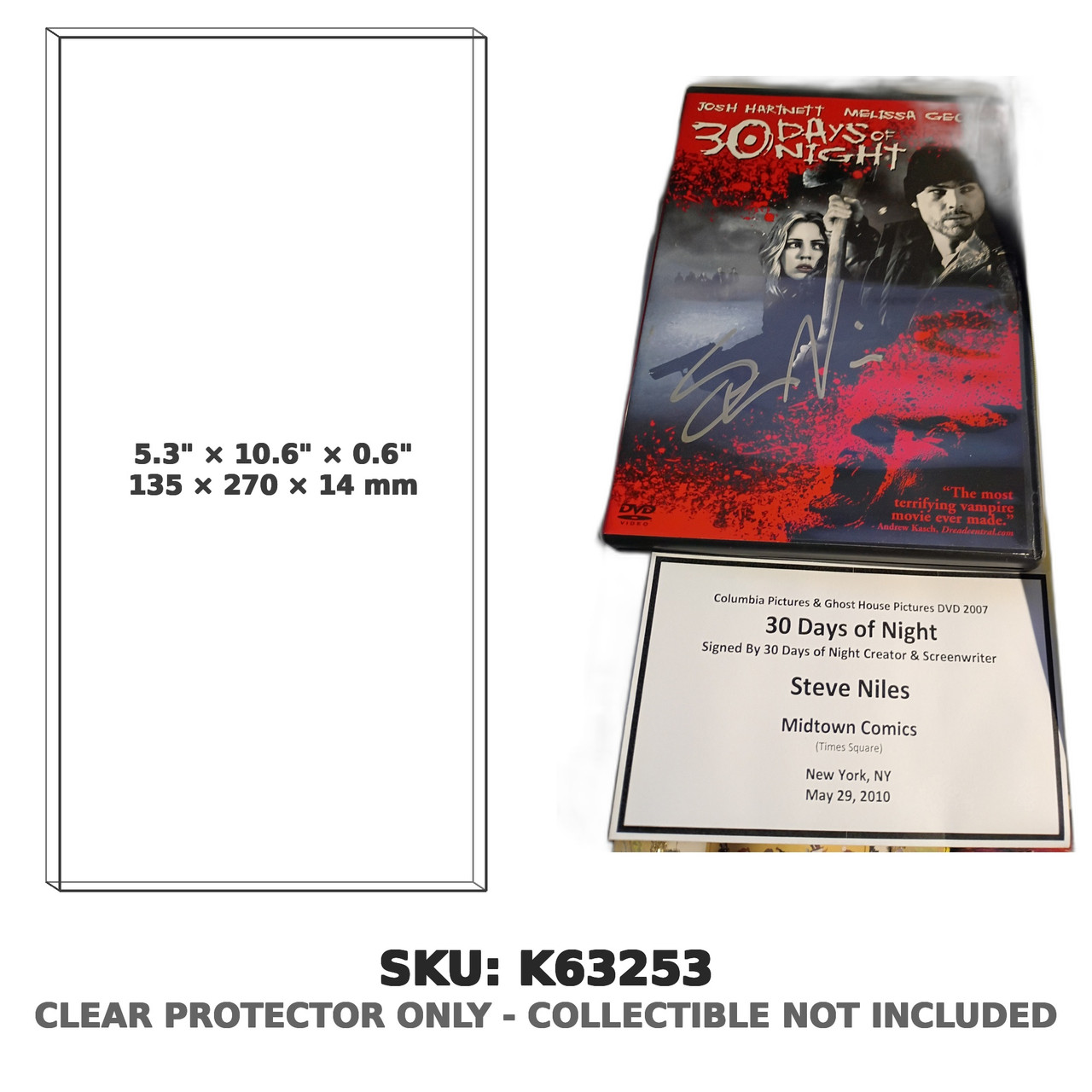 DVD Protector extra tall with space underneath for cardboard stand