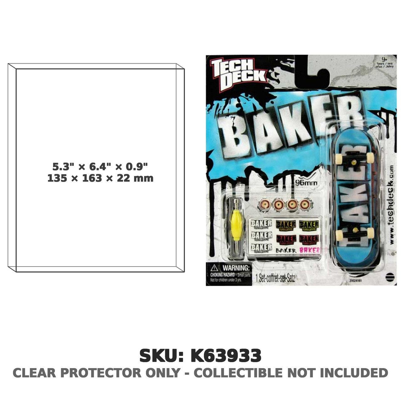 Baker Tech Deck 96mm Fingerboard with Wheels and Tool
