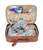 Brown soft shell pet suitcase with "USA" pillow