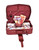 Burgundy soft shell pet suitcase with "Route 66" pillow