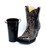 Black and grey studded cowboy boot flower vase