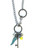 Silver dog chain necklace with turquoise wing key and yellow bead