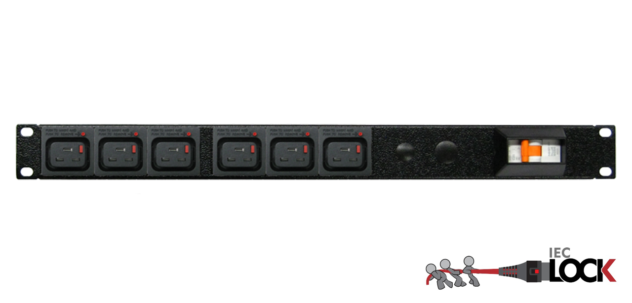 Power Strip 6 Outlets | IEC-Lock C19 | 19in 1RU Horizontal