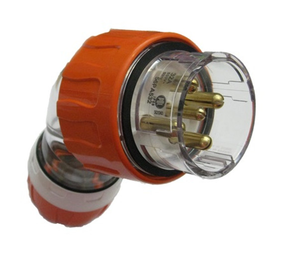 32A 5 pin angle plug Orange (IP66) - PDL56PA532