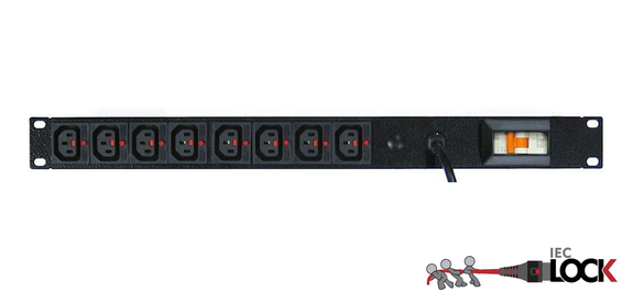 Power Strip 8 Outlets | IEC-Lock C13 | 19in 1RU Horizontal