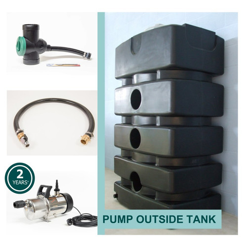 Space Saving Rainwater System with SteelPump outside the Water Tank