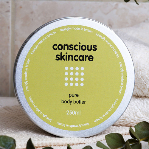 Pure Body Butter is fragrance free and designed for highly sensitive skin types. This award winning natural body butter contains Organic Shea butter and Organic Cocoa butter to help soothe dry skin conditions.