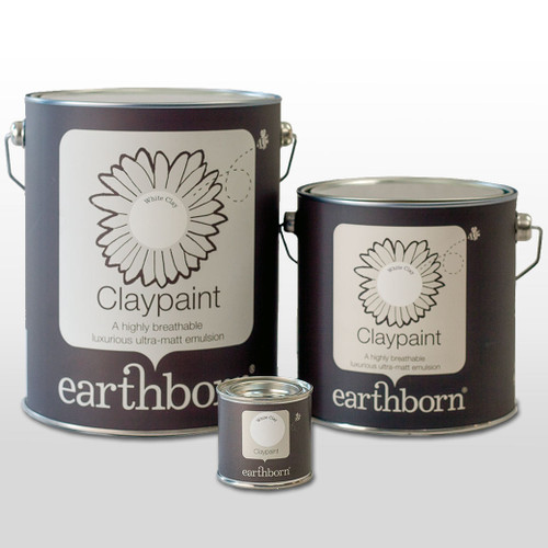 Earthborn clay paint tins - Earthborn Claypaint 5 litre, 2.5 litre & sample pots