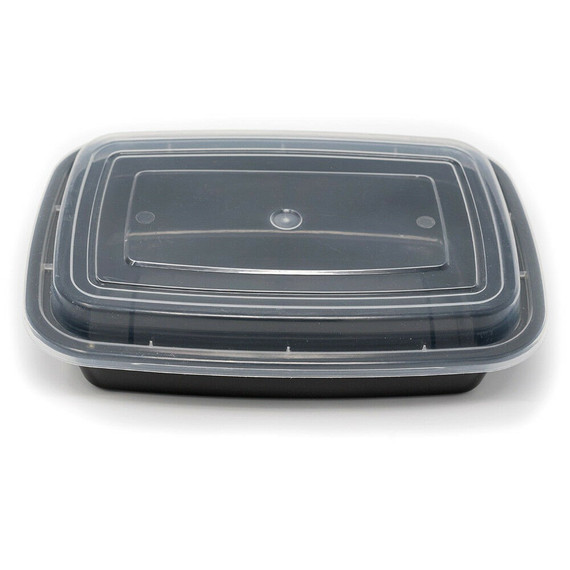 Food container - Rectangle 150 sets (Clear lids, black base)
