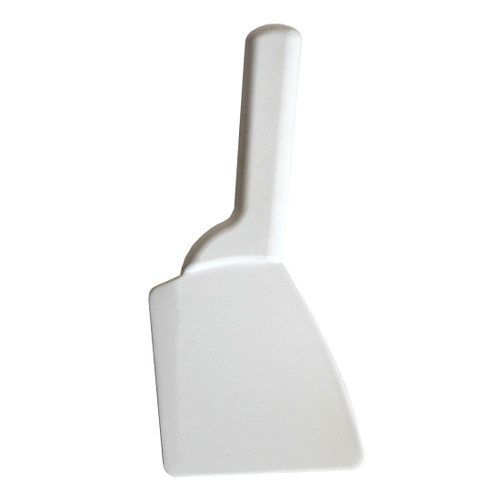 Hubert Stainless Steel Dough Scraper with White Plastic Handle - 6 1/2L x 4 1/2W x 1H