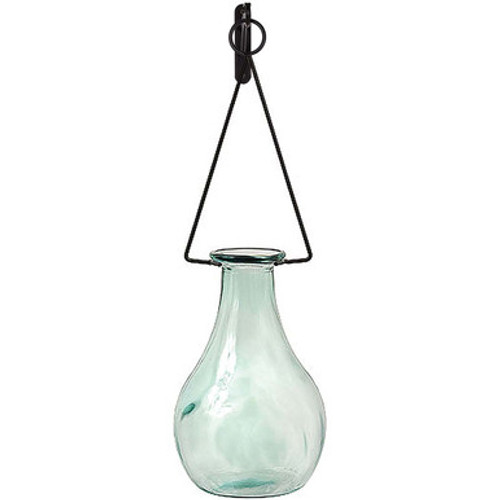 24" Tall Gourd Glass Vase & Metal Hanger