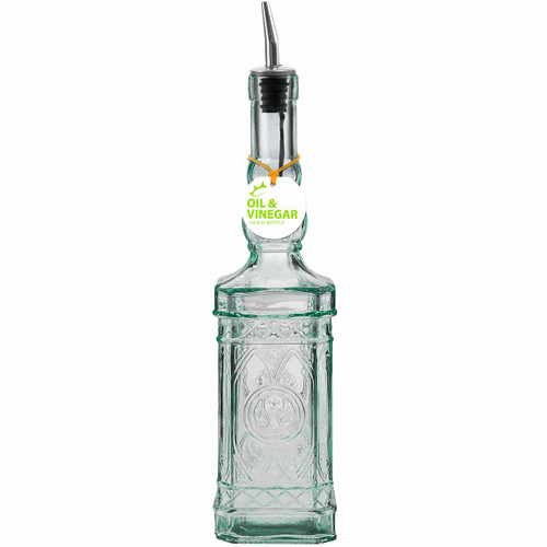 Ornate 23.7oz Recycled Glass Oil or Vinegar Bottle w/ Pour Spout