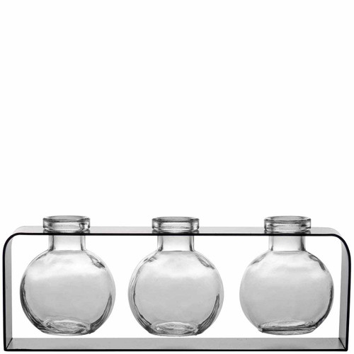 Trivo Three Recycled Glass Vases & Metal Stand