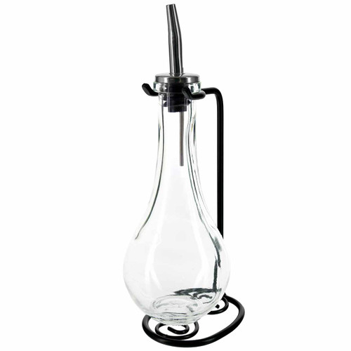 Drop Single Oil & Vinegar Glass Cruet Set & Stand