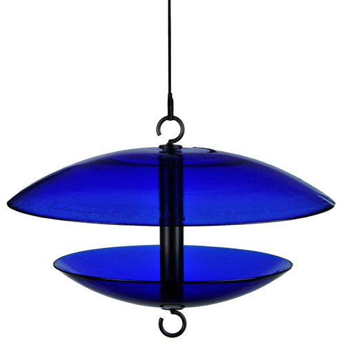 Mosaic Birds Baffle Dome Bird Feeder Cobalt Blue