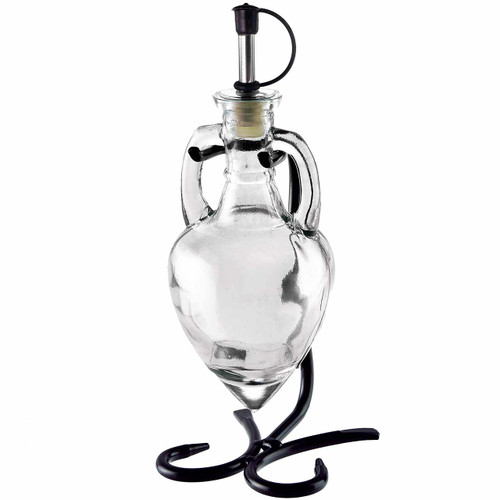 Amphora Single Oil & Vinegar Glass Cruet Set with Stand