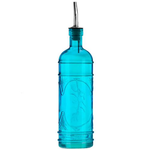 Olive Branch 16oz Recycled Glass Oil or Vinegar Bottle w/ Pour Spout - Aqua