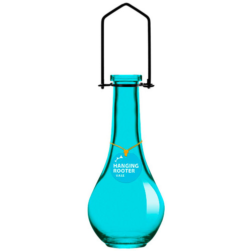 Hanging Drop Recycled Glass Rooting Vase - Aqua