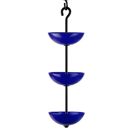 Mosaic Birds Triple Hanging Poppy Feeder - Opaque Cobalt Blue