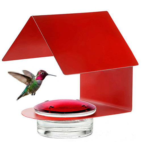 Mosaic Birds Cottage Hummingbird Feeder - Red