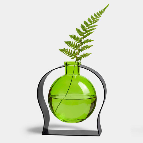 Aphrodite Bud Vase, Lime with Fern