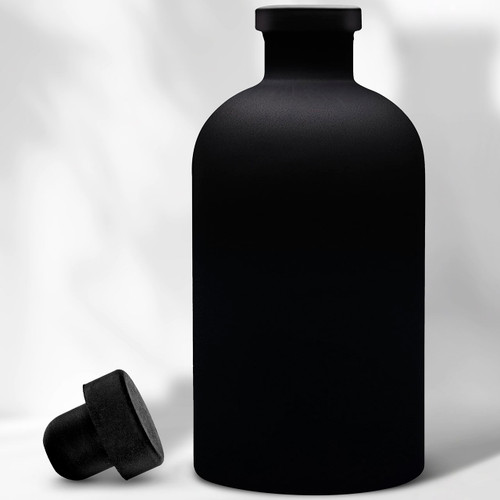 8 oz Matte Black Glass Apothecary Bottle w/ Bar Top Closure