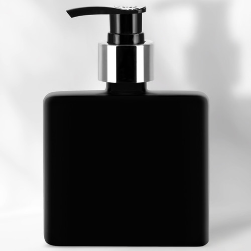 Matte Black Matic Glass Soap Dispenser & Chrome-Collar Pump