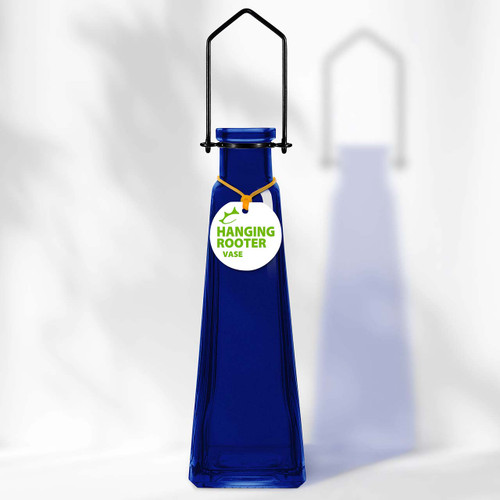 Hanging Propagation Vase, Pyramid, Cobalt Blue