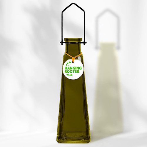 Hanging Propagation Vase, Pyramid, Vintage Green