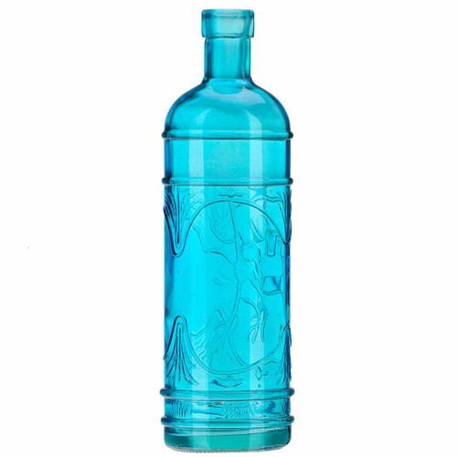 16 oz Olive Leaf Glass Bottle Aqua