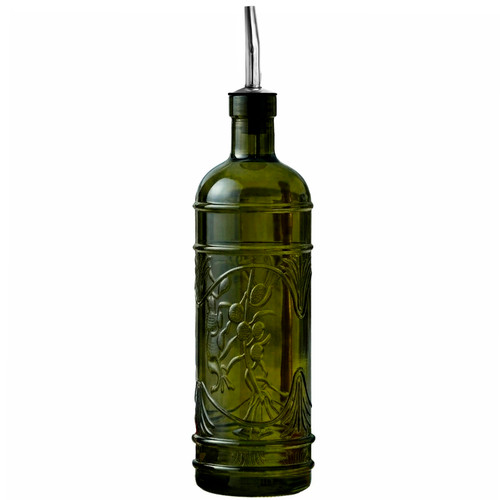 Olive Branch Oil & Vinegar Bottle w/ Pour Spout, 16 oz, Vintage Green