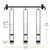 Triple Florence Hanging Pendant Tube Vase with Metal Bar Hanger
