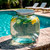1.5 Gallon Authentic Glass Beverage Dispenser - 100% Recycled Glass with Cucumber and Lemon Water by Pool