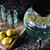 2 Gallon Bee Quenched Glass Beverage Dispenser - 100% Recycled Glass Above with Lemon Water