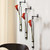 Florence Hanging Pendant Tube Vase with Wall Hook Triple with Red Flowers