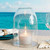 Marini Hurricane Wind Shield with Frosted Votive Holder at Seaside Restaurant with Wineglass in Summer