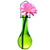 Hanging Drop Recycled Glass Rooting Vase Lime with Pink Flower
