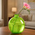 Globe Vase, 7" Lime with Pink Freesia