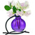 Casablanca Recycled Glass Vase & Metal Stand Violet with Pink Flowers