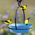 Cuban Bird Feeder/Bird Bath Bowl Bluebird Blue with Goldfinches