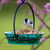 Cuban Bird Feeder/Bird Bath Bowl Aqua with Peanuts and Bird