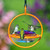 Mosaic Birds Hummble Bold Hummingbird Feeder Orange with Hummingbirds