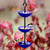 Mosaic Birds Triple Hanging Poppy Feeder Cobalt Blue with Cardinal