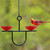 Mosaic Birds Side by Side Poppy Feeder Ruby Red with Cardinal and Seeds