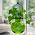 Hanging Small Ball Recycled Glass Rooting Vase Lime with Ivy 